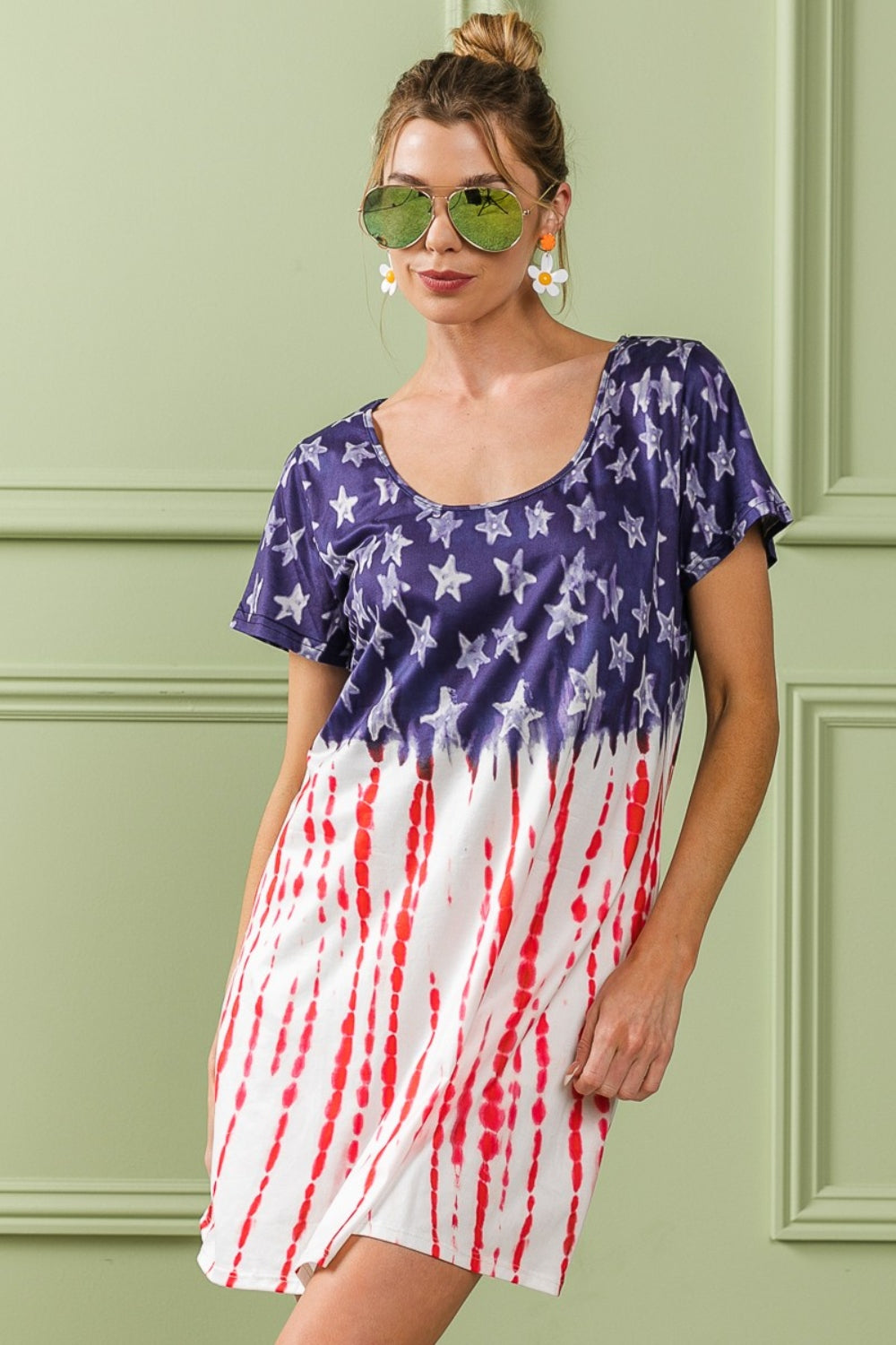 Navy Blue American Flag Theme Tee Dress