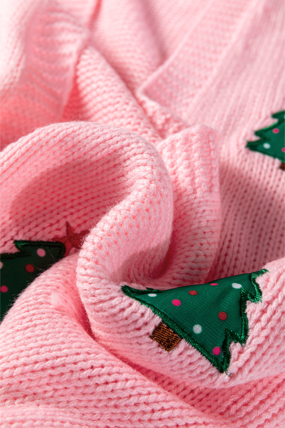 Selena Pink Christmas Tree Pattern Open Front Midi Cardigan - Image 11