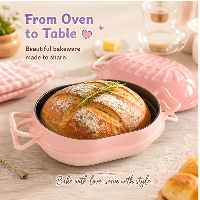 5-Quart Enameled Cast Iron Bread Oven with Dome Lid and Potholders