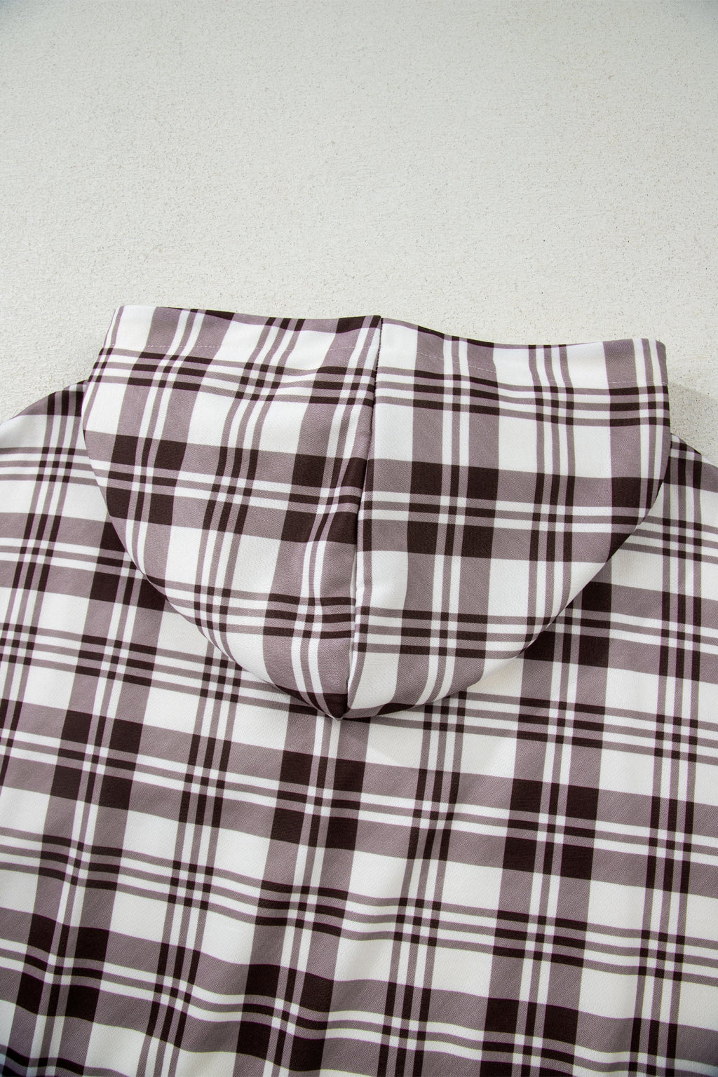 Beige Plaid Patchwork Side Slit Sweatshirt