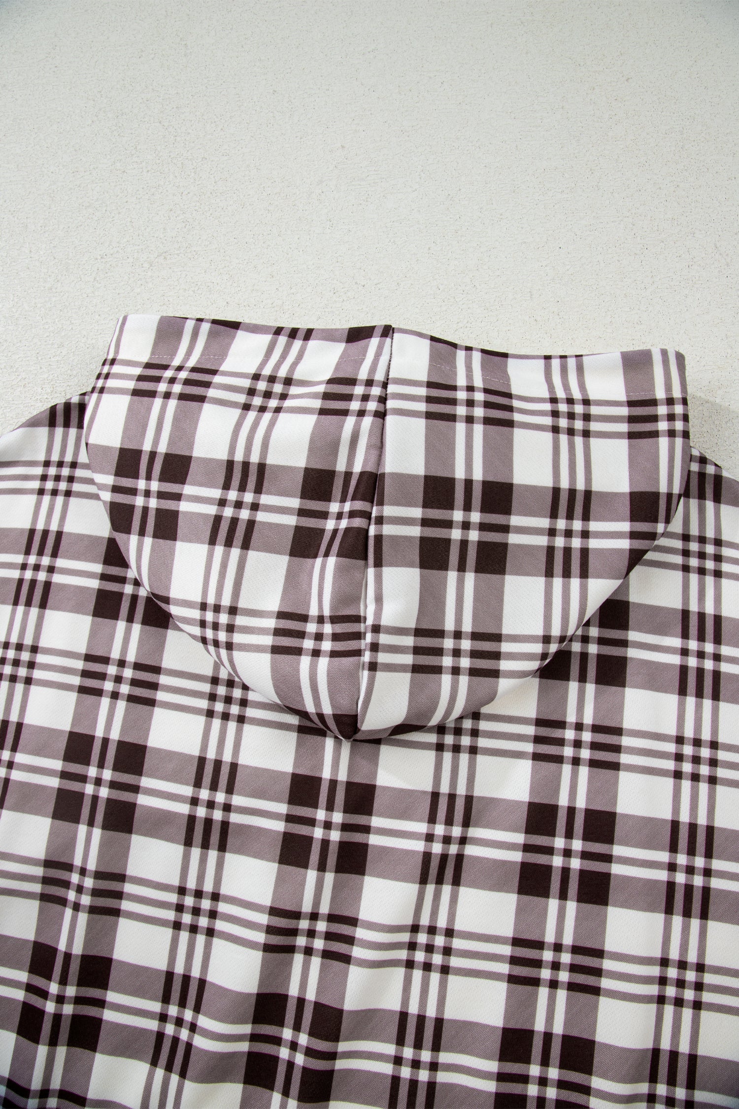 Beige Plaid Patchwork Side Slit Sweatshirt