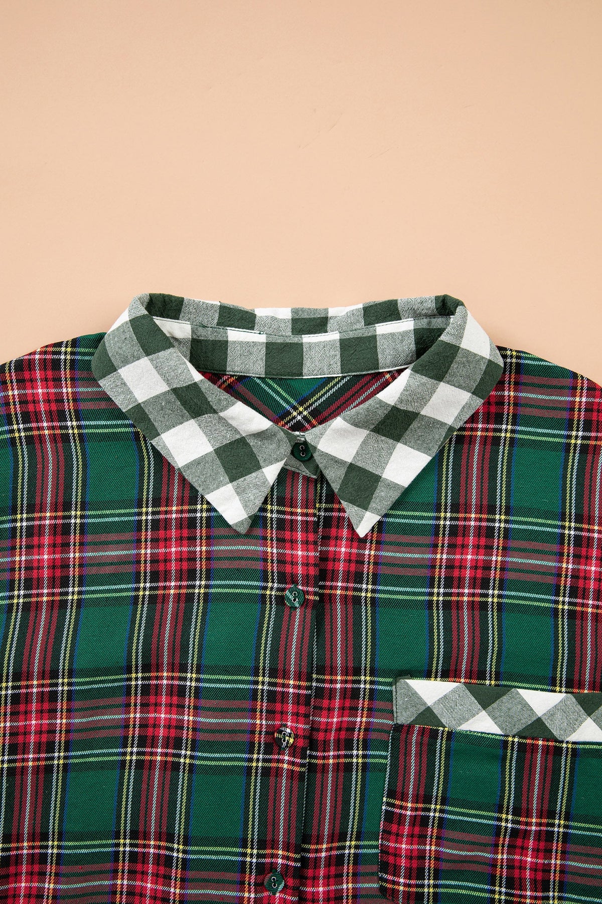 Plus Size Plaid Long Sleeve Buttoned Shirt