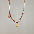 Retro Anqila Red Dunhuang-style Colorful Red Agate Layered Beaded Necklace