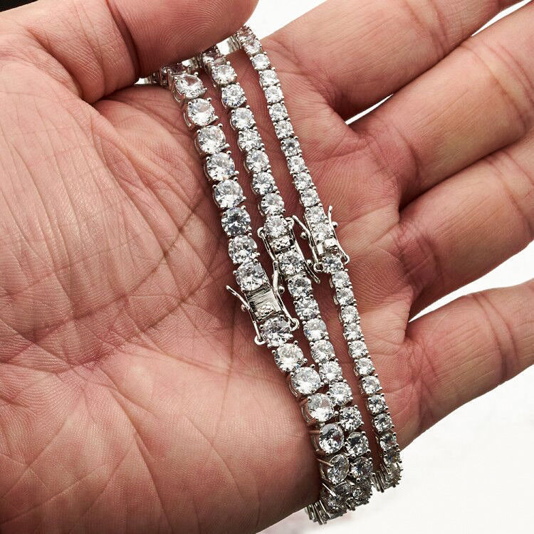 Mens Bracelet And Copper Necklace With Micro-paved Zircons