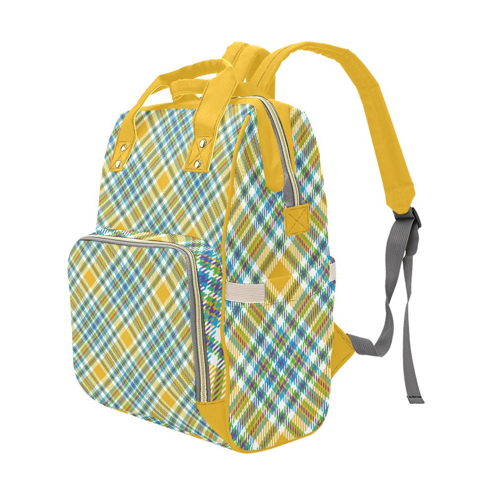 Yellow Plaid Multi-Function Backpack for School Travel and Daily - Image 4