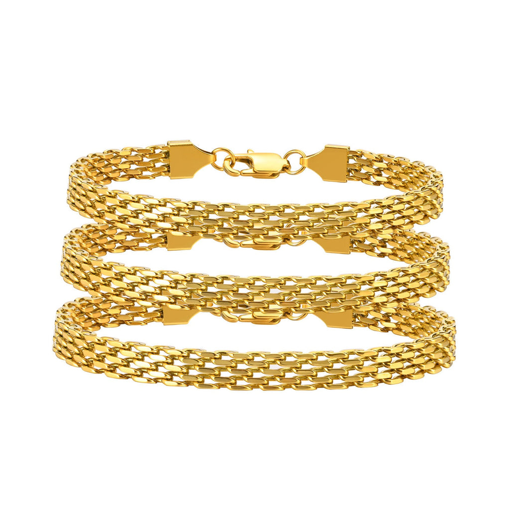 European And American Style Titanium Steel Mesh Woven Bracelet Simple Metal Chain 18K Gold