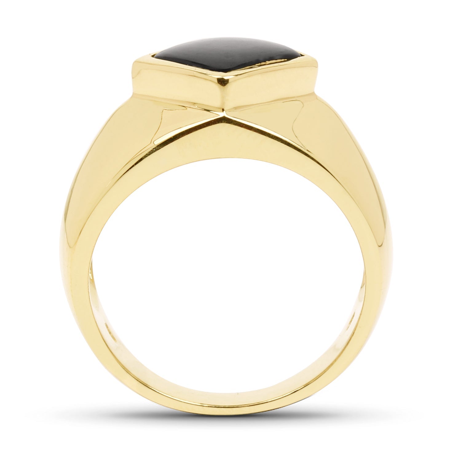 14K Yellow Gold Plated 2.00 Carat Genuine Black Onyx .925 Sterling Silver Ring