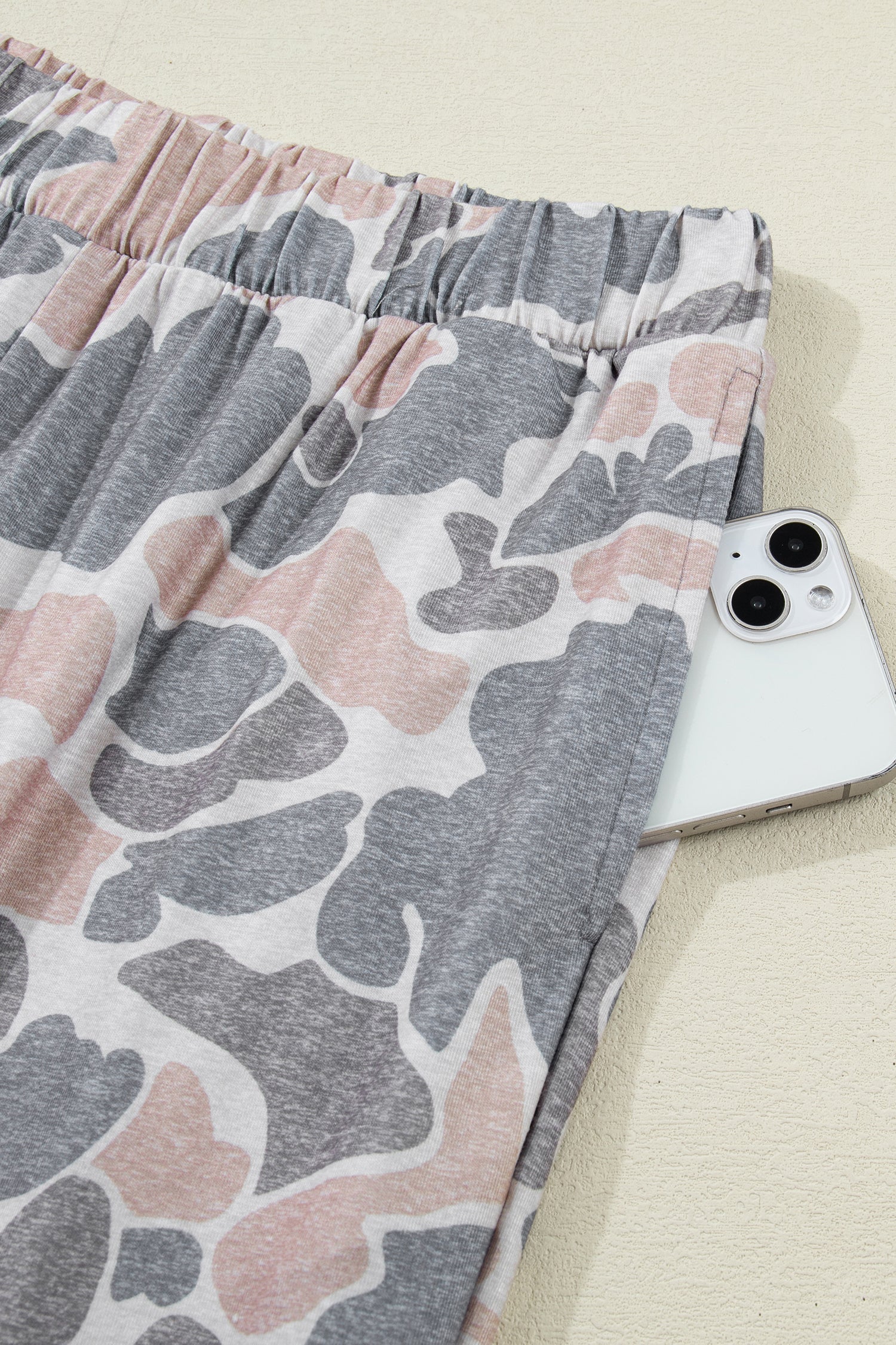 Camo Print Short Sleeve Top and Wide Leg Pant Set - Image 5