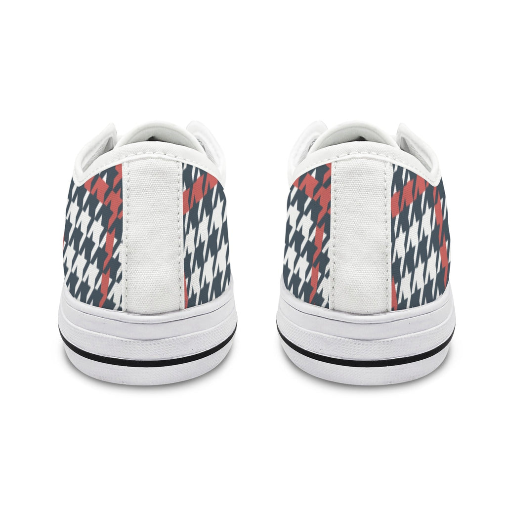 Women's Plaid Canvas Low-Top Sneakers - Red, White & Blue Harajuku Style