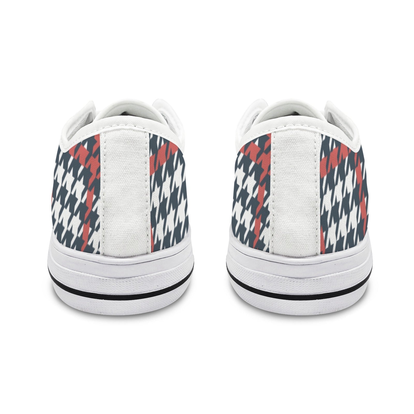 Women's Plaid Canvas Low-Top Sneakers - Red, White & Blue Harajuku Style