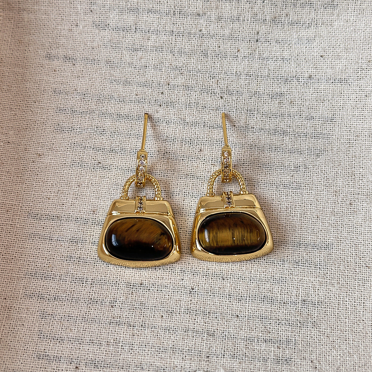 Tigers Eye Stone And Coffee-Colored Leather Double-Layer Necklace