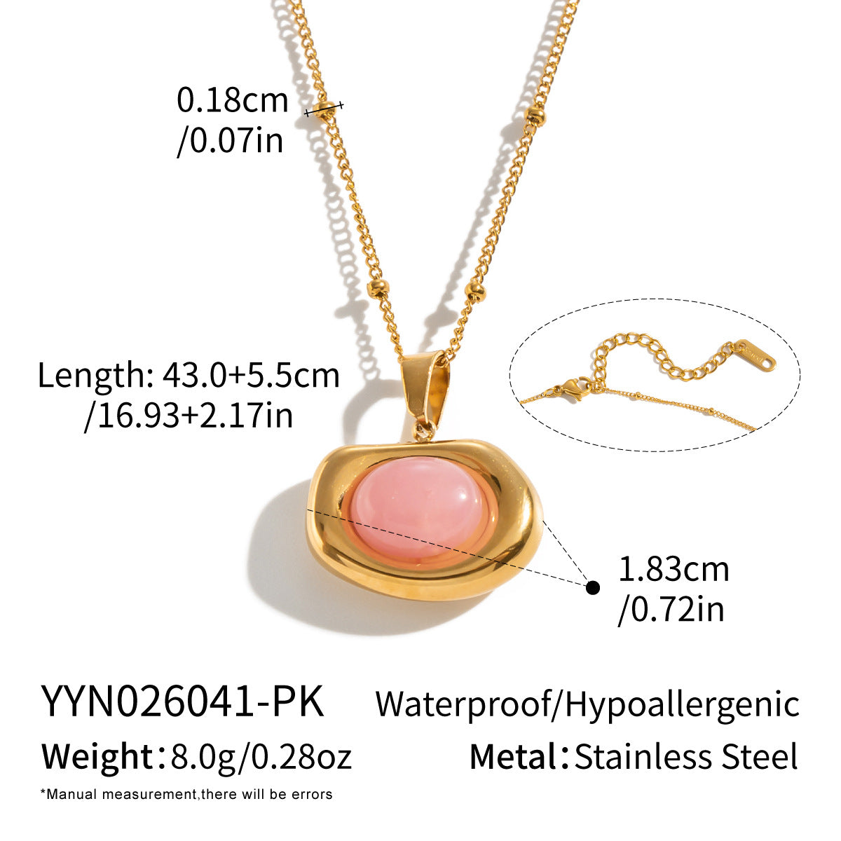 Natural Stone High-end Necklace With An 18K Gold Pendant