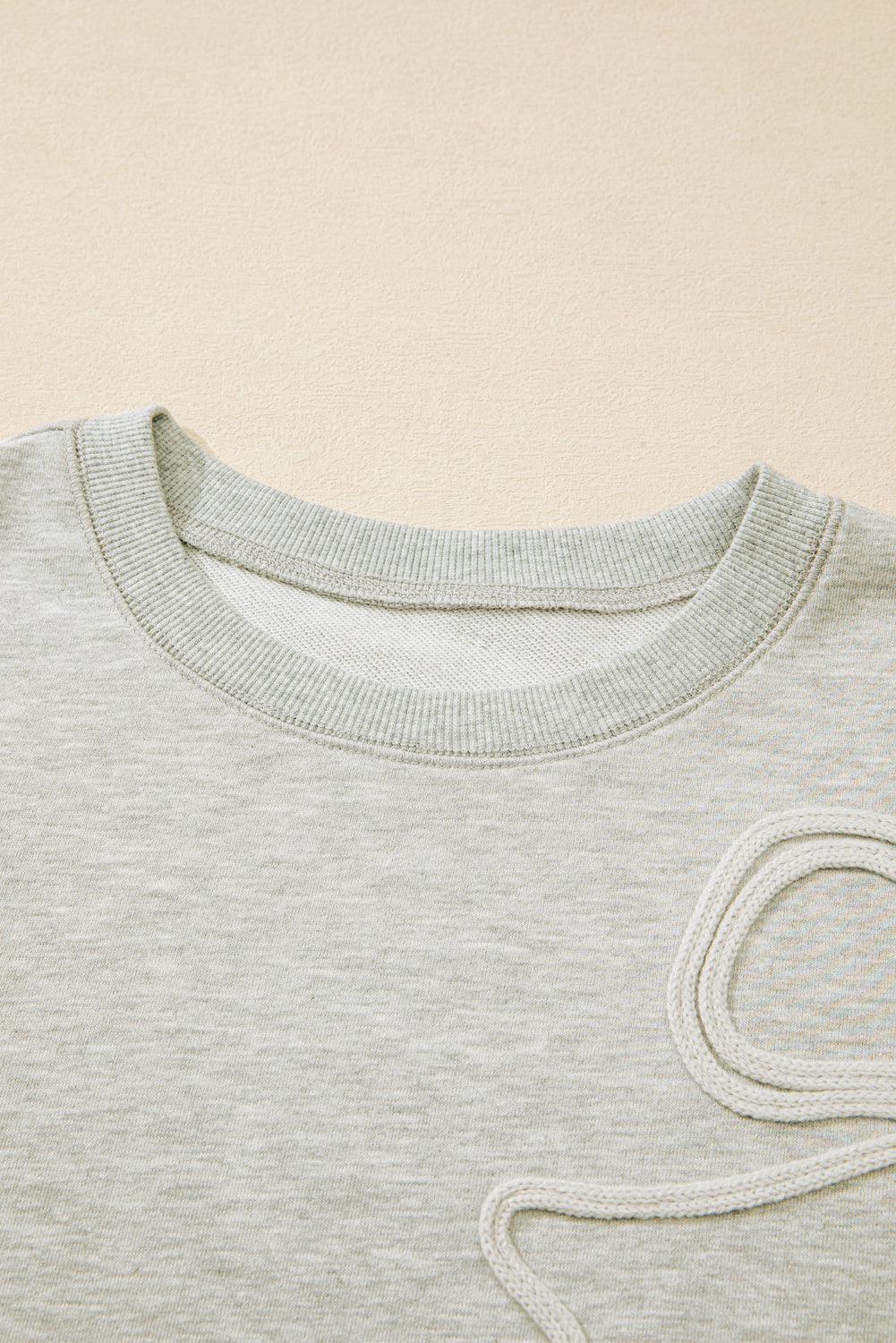 Plus Size Bow Tie Embroidered Drop Shoulder Sweatshirt