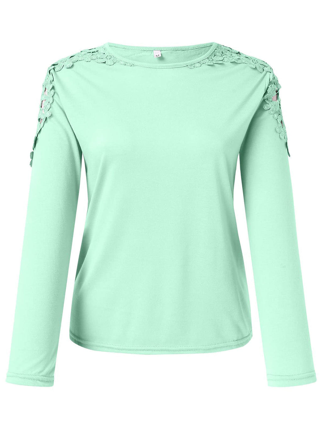 Women's Grey Long Sleeve T-Shirt with Delicate Floral Lace Detail - Image 18