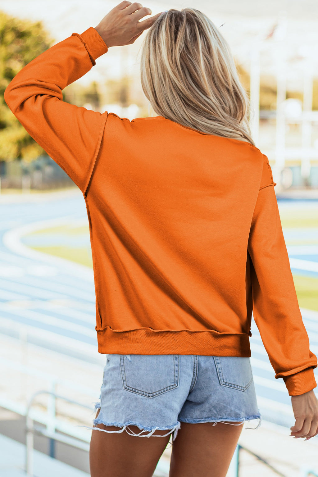 Bright Green Oversize Drop Shoulder Reversible Mock Neck Sweatshirt