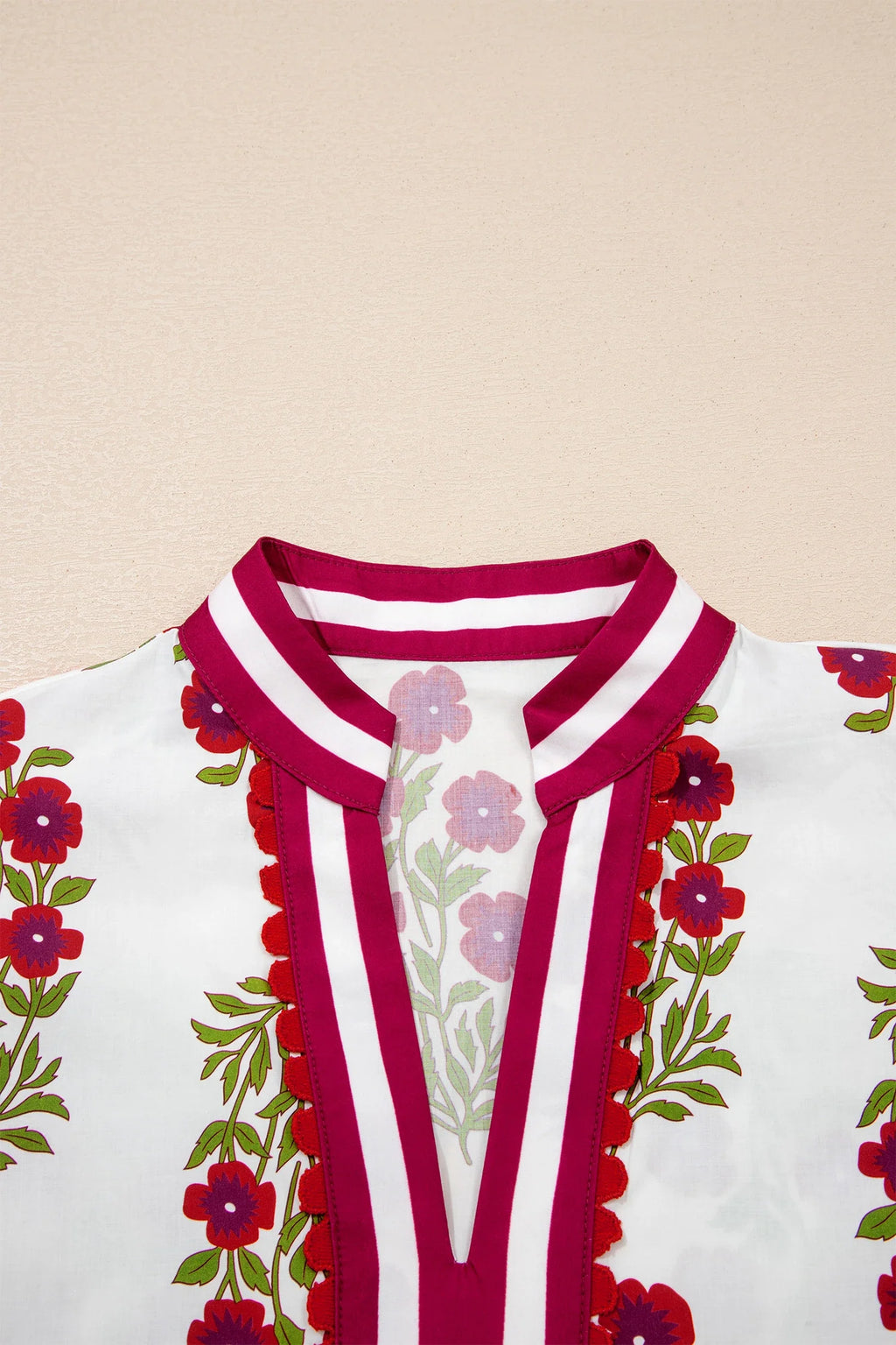 Women's Floral Embroidered Blouse with Bubble Sleeves