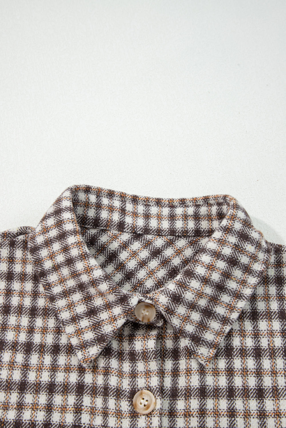 Plaid Corduroy Patchwork Pocketed Button-Up Shacket