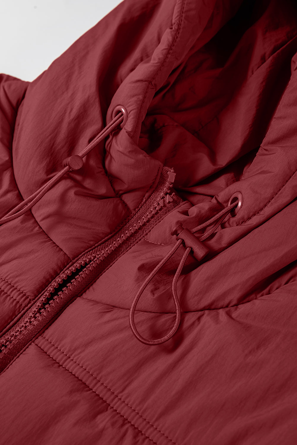 Women's Hooded Puffer Vest in Deep Burgundy - Image 7