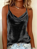 Women's Sleeveless Cowl Neck Velvet Camisole Tank Top - Image 6