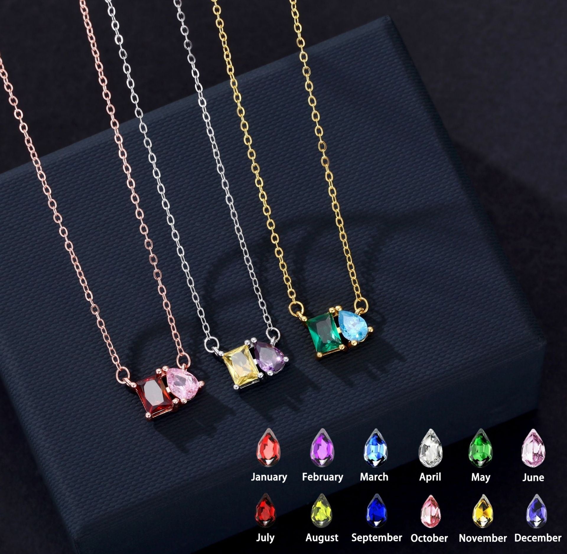 Customized Twelve Birthstone Pendant Necklace