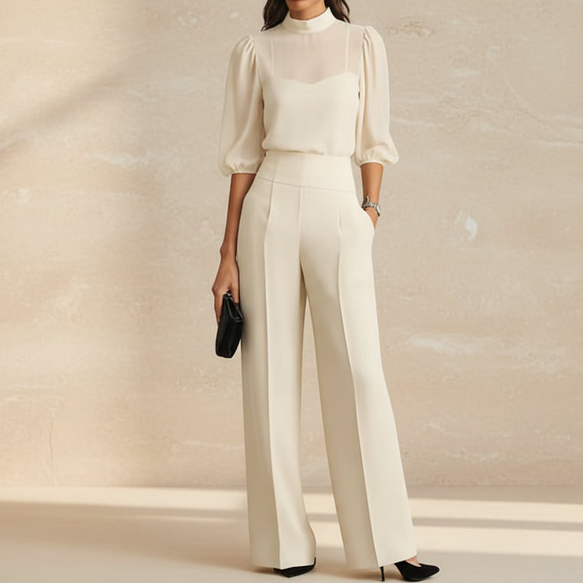 Women's Printed Short-Sleeve Wide-Leg Pants 3-Piece Set