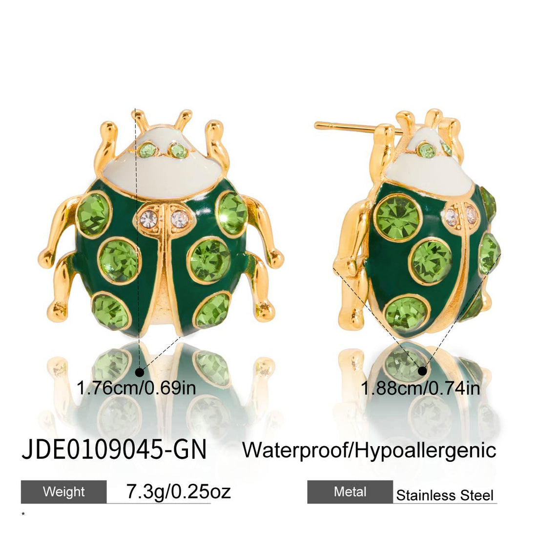 Colorful Insect Stud Earrings with Zircon Accents