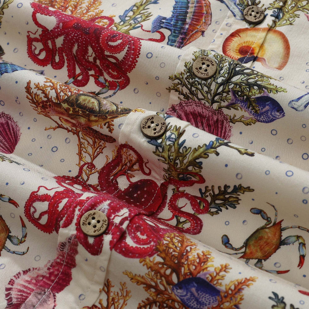 Yiume Mens Octopus Hawaiian Shirt 100% Cotton Button-down Marine Life Shirt For Gifting By Amy