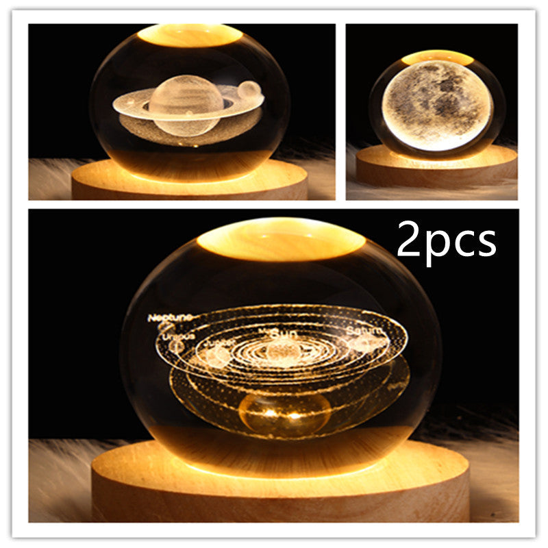 3D Galaxy Crystal Ball LED Night Light Planet Lamp Home Decor
