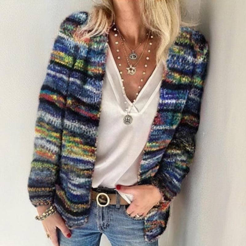 Women's Colorful Long Sleeve Open Front Bohemian Knit Cardigan - Image 7
