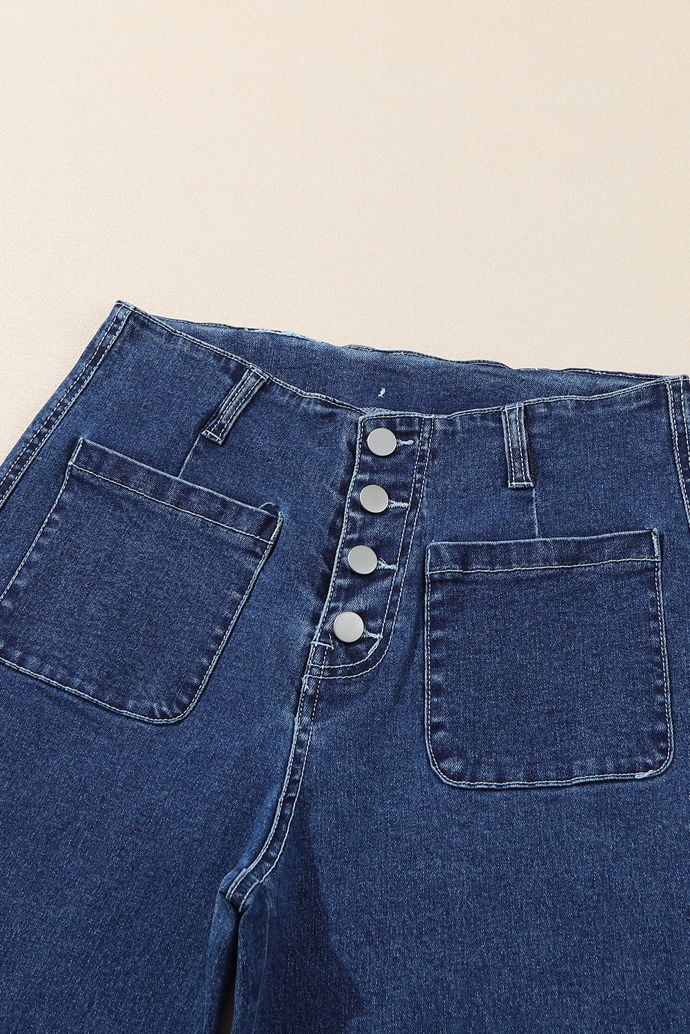 Mckinley Wide Leg Cropped Jeans in Blue - Vintage High Waist Denim