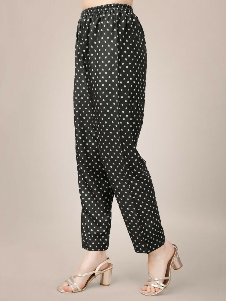Women's Black Rayon Printed Kurta Set with Embroidery & Lace