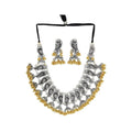 Traditional Parrot Design Choker Necklace Set featuring golden ghungroo details on a model
