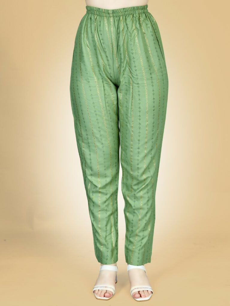 Women's Sea Green Embroidered Viscose Rayon Kurta Pant Set