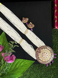 Elegant Meenakari necklace and earring set with purple enamel and gold accents
