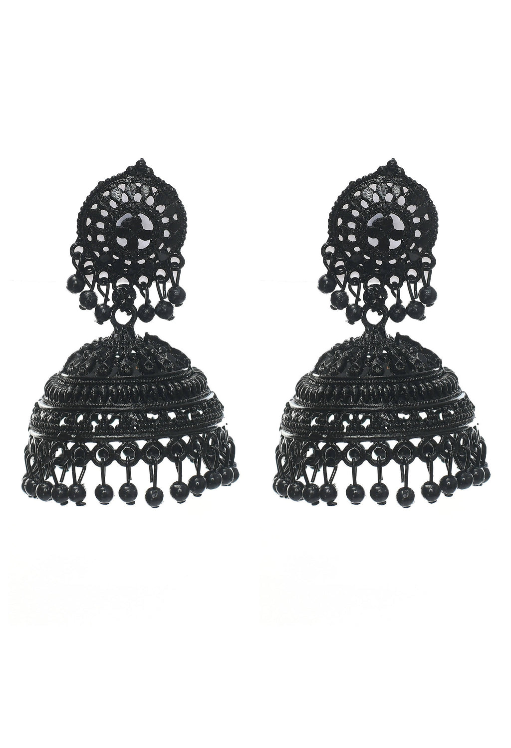 Elegant black traditional jhumka earrings for women and girls
