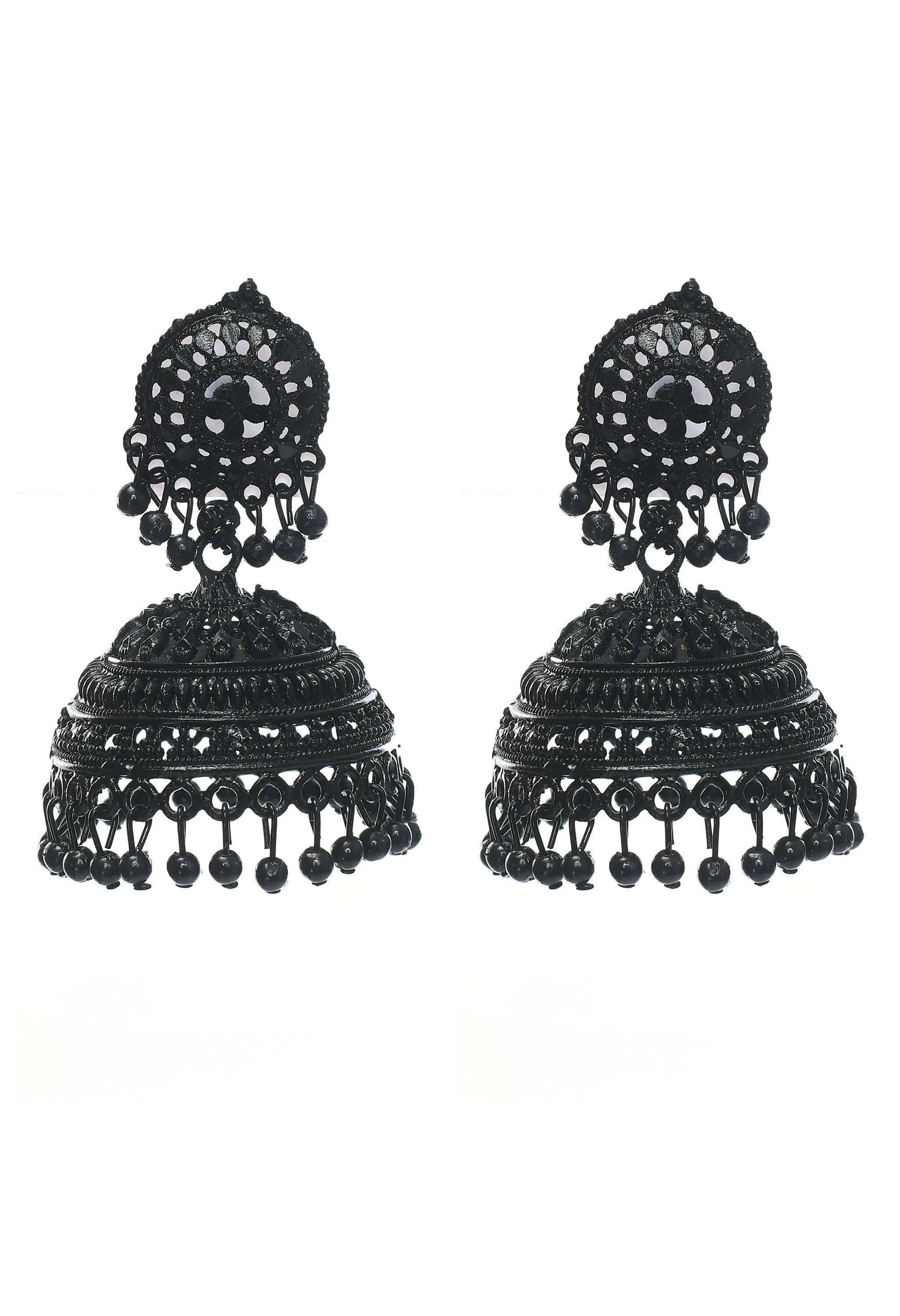 Elegant black traditional jhumka earrings for women and girls