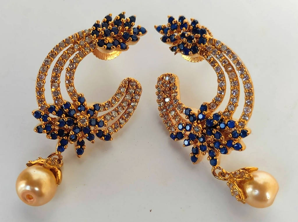 Blue AD Statement Earrings for Weddings and Ethnic Occasions