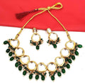 Exquisite gold-plated alloy Kundan jewelry set with intricate stone work