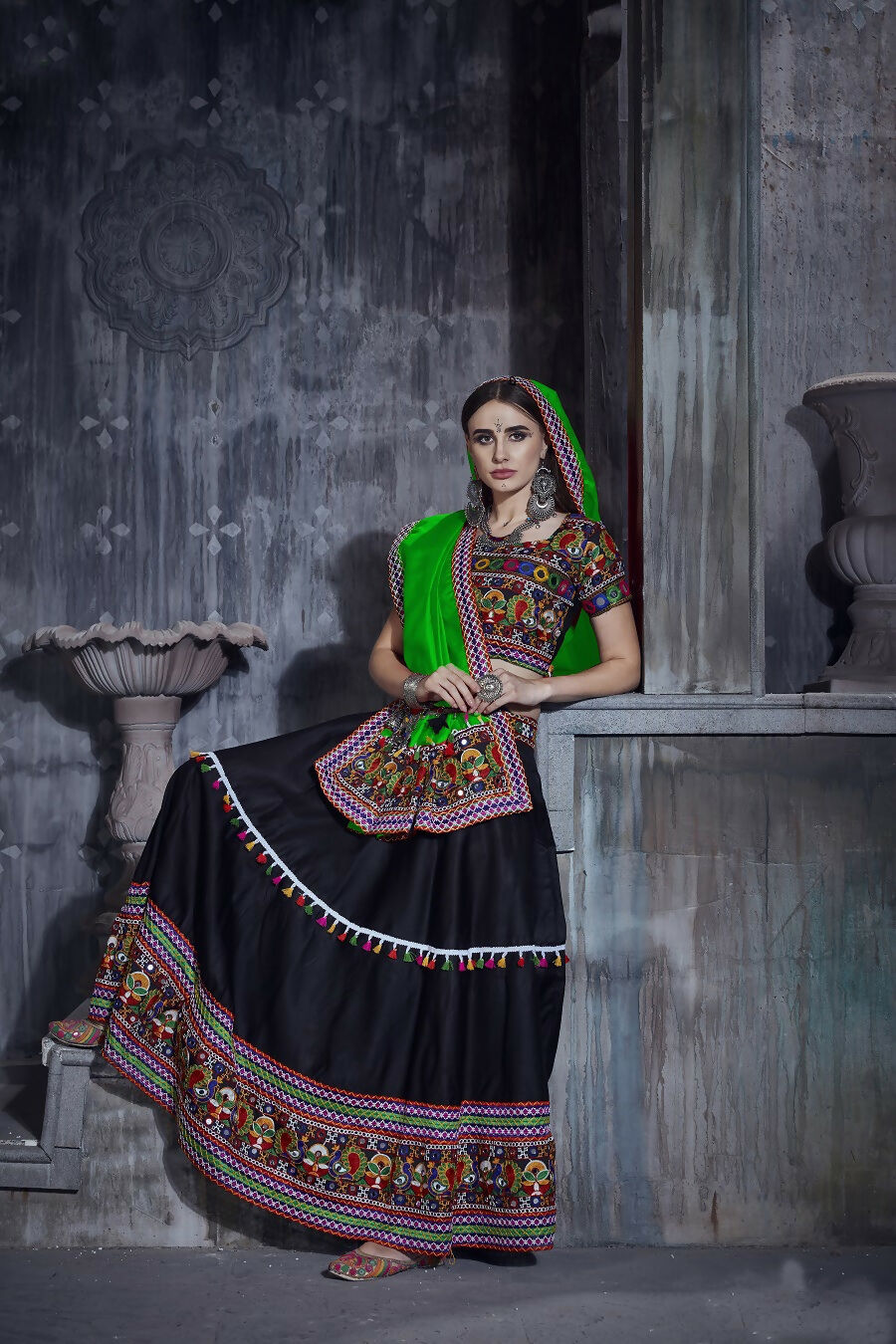 Black Art Silk Designer Lehenga Choli for Navratri Festivals