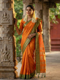Mustard soft silk saree with matching blouse piece draped elegantly
