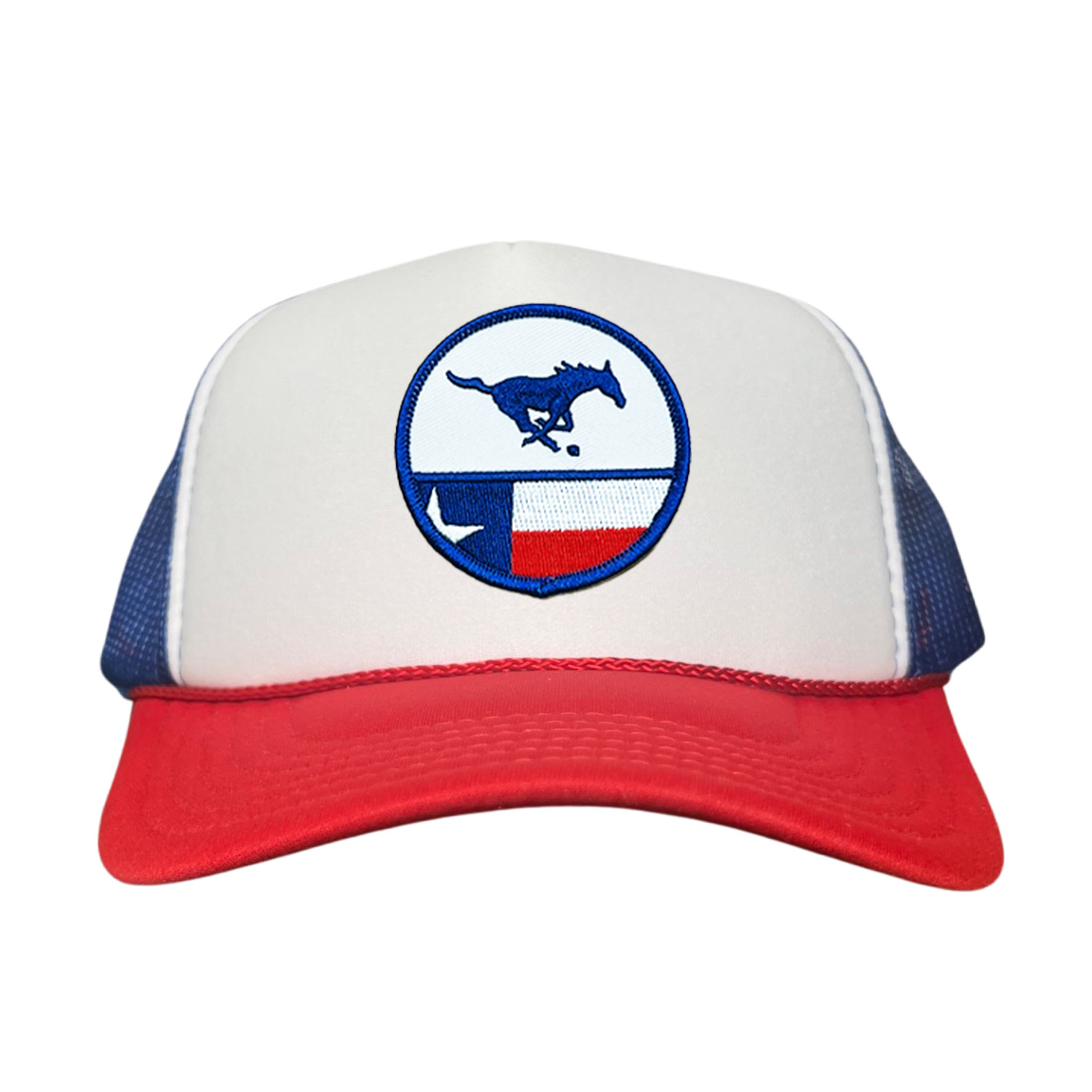 SMU Mustangs Pony Circle State Flag Patch Mesh Snapback Hat