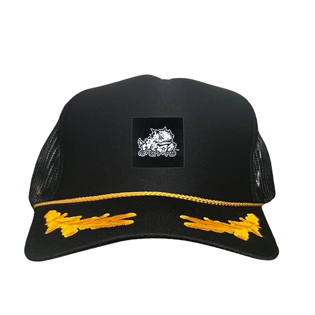 TCU Horned Frog Logo Black Label Hat - Adjustable Snapback & Trucker