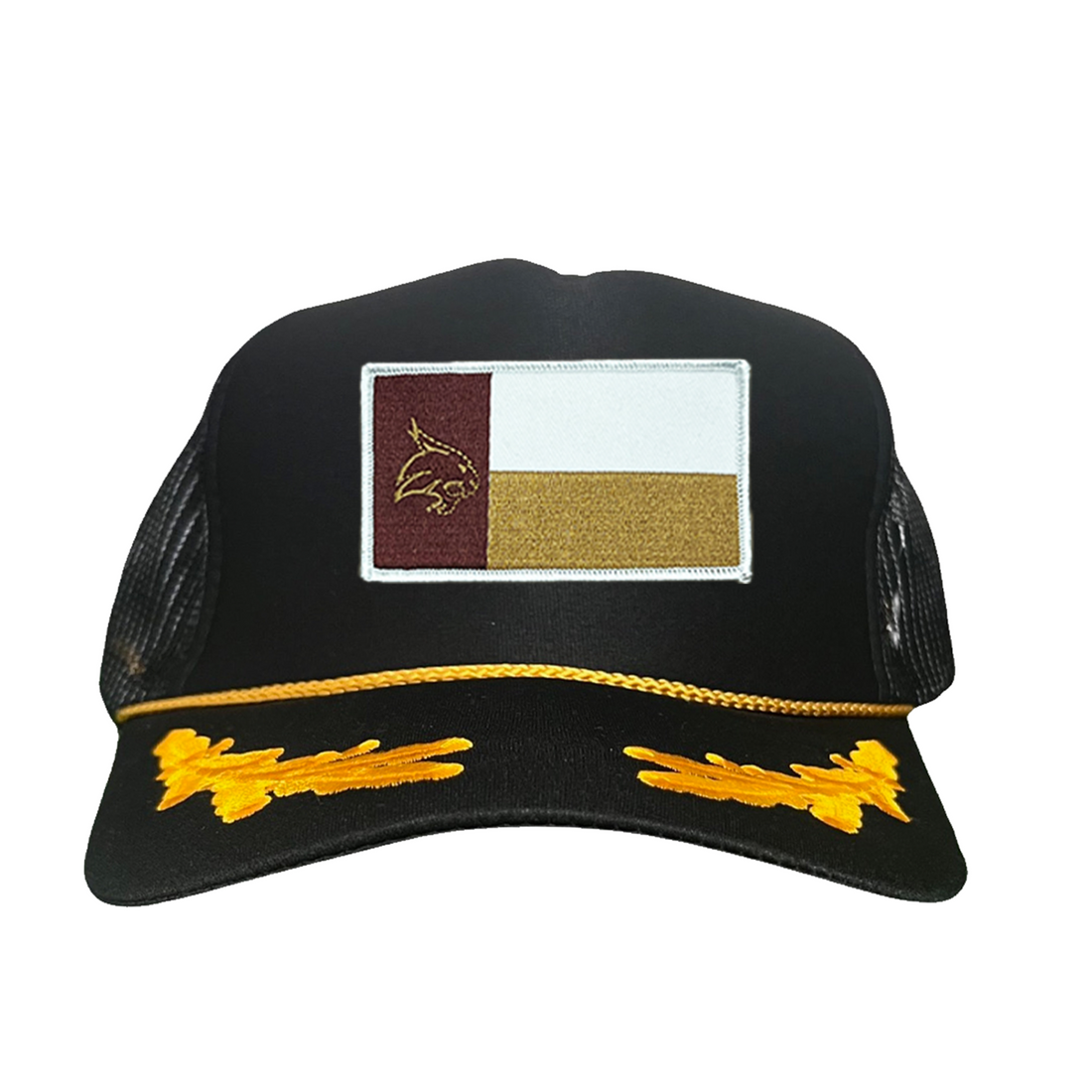 Texas State Bobcats University Flag Patch Hat Maroon White Gold