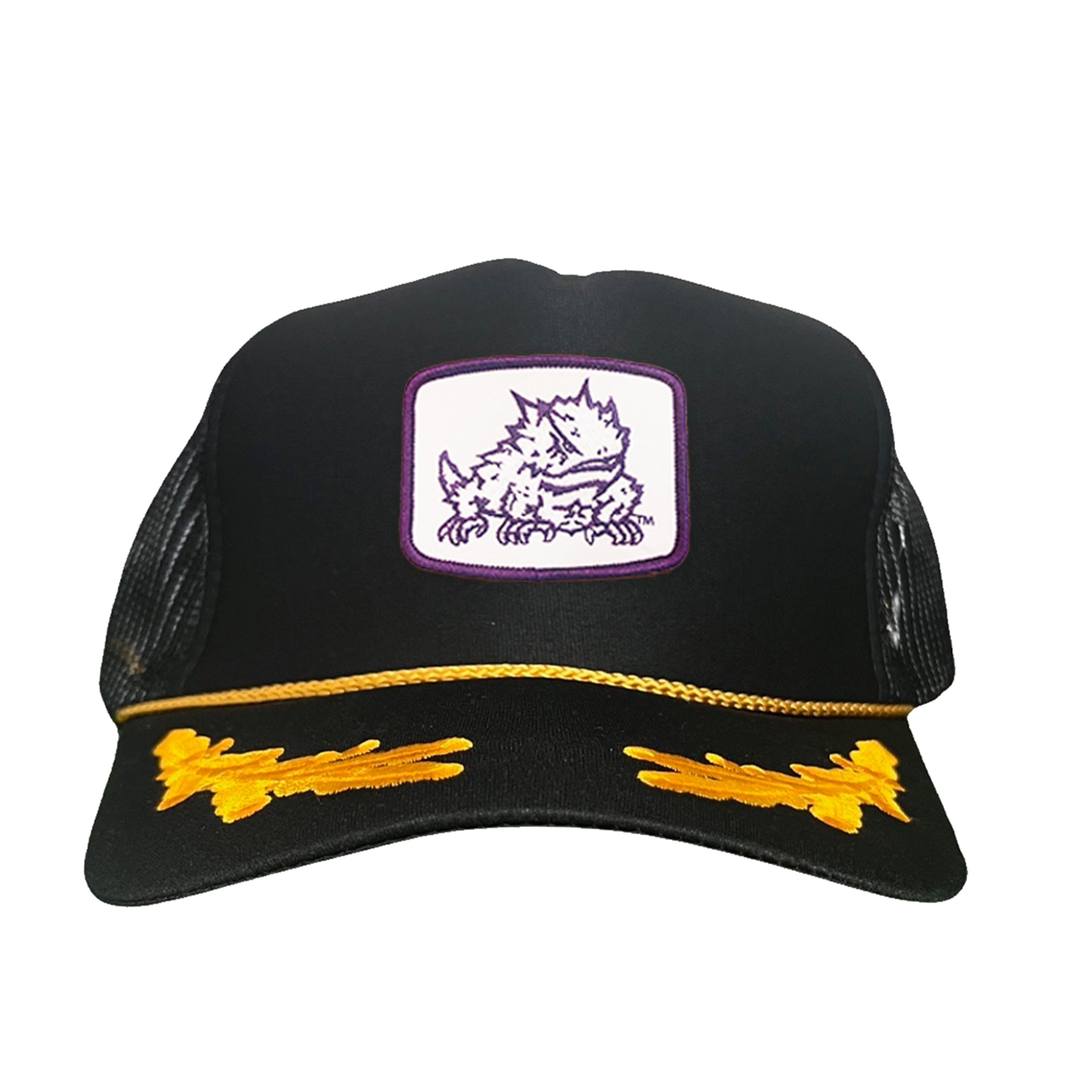 TCU Horned Frogs Square Patch Mesh Back Curved Bill Snapback Cap