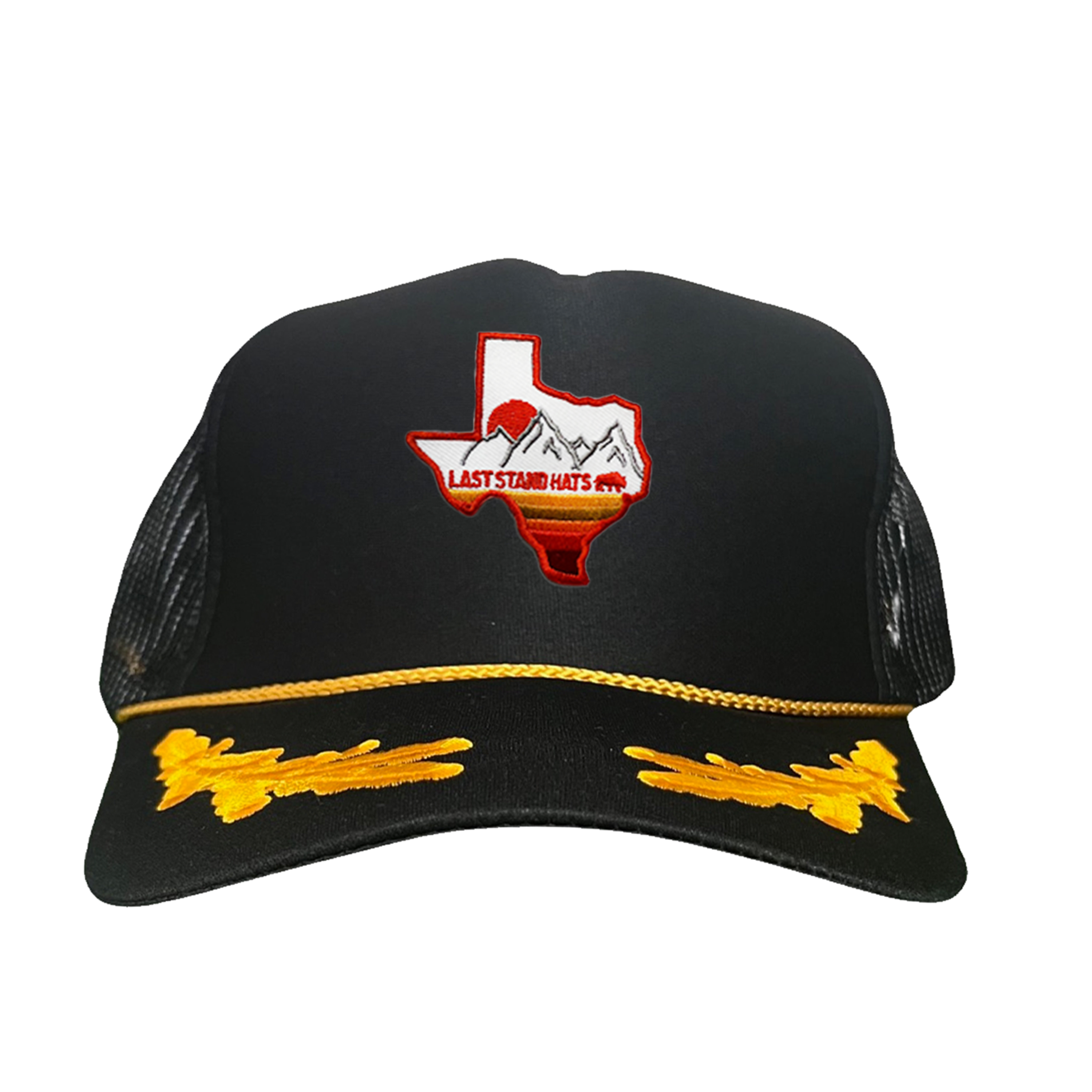 Texas Mountains Orange Rope Hat - Adjustable Trucker Cap