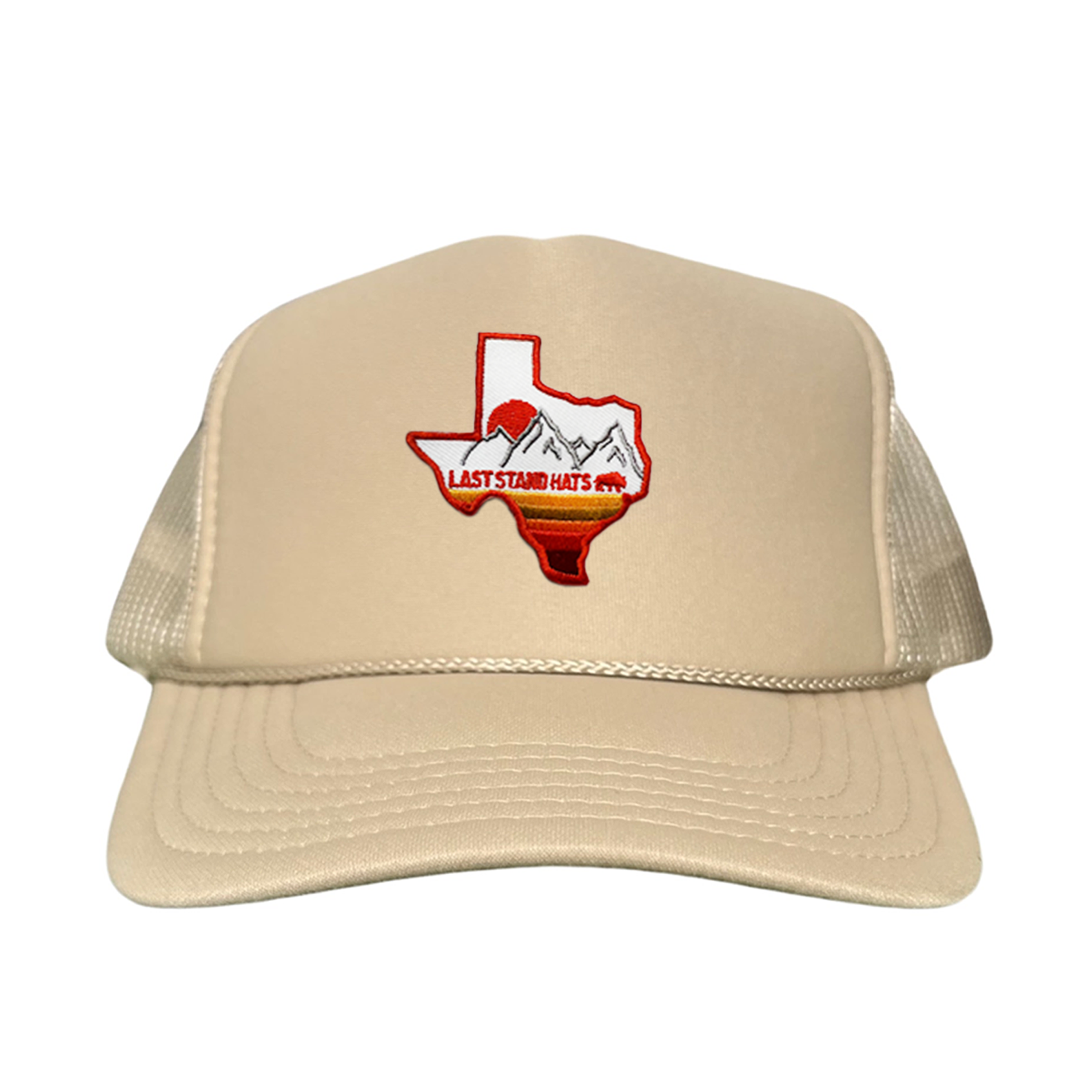 Texas Mountains Orange Rope Hat - Adjustable Trucker Cap