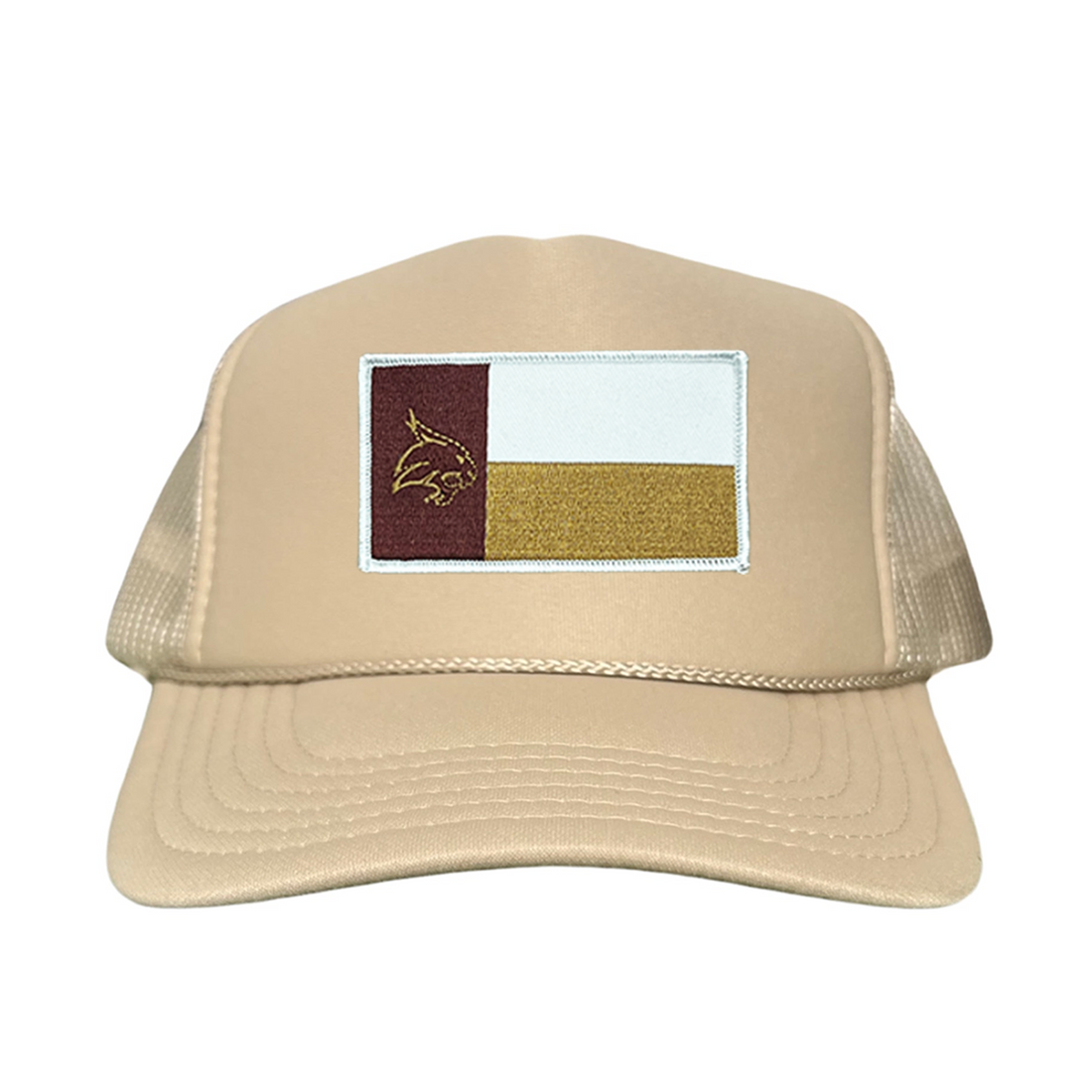 Texas State Bobcats University Flag Patch Hat Maroon White Gold