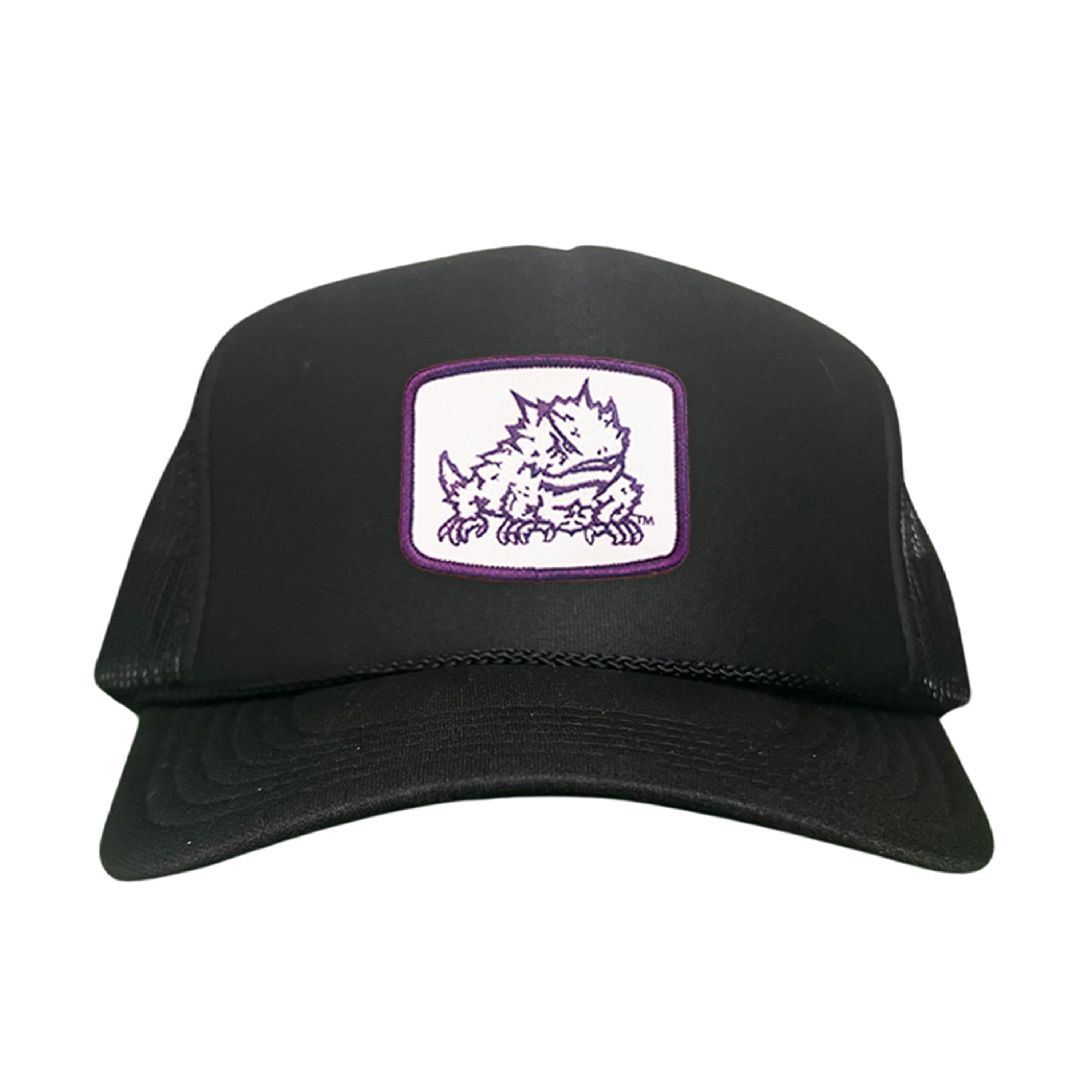 TCU Horned Frogs Square Patch Mesh Back Curved Bill Snapback Cap
