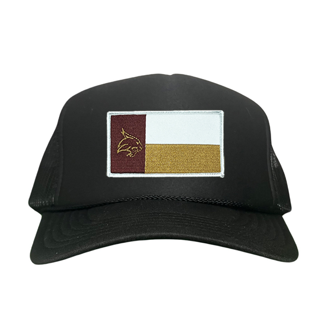 Texas State Bobcats University Flag Patch Hat Maroon White Gold