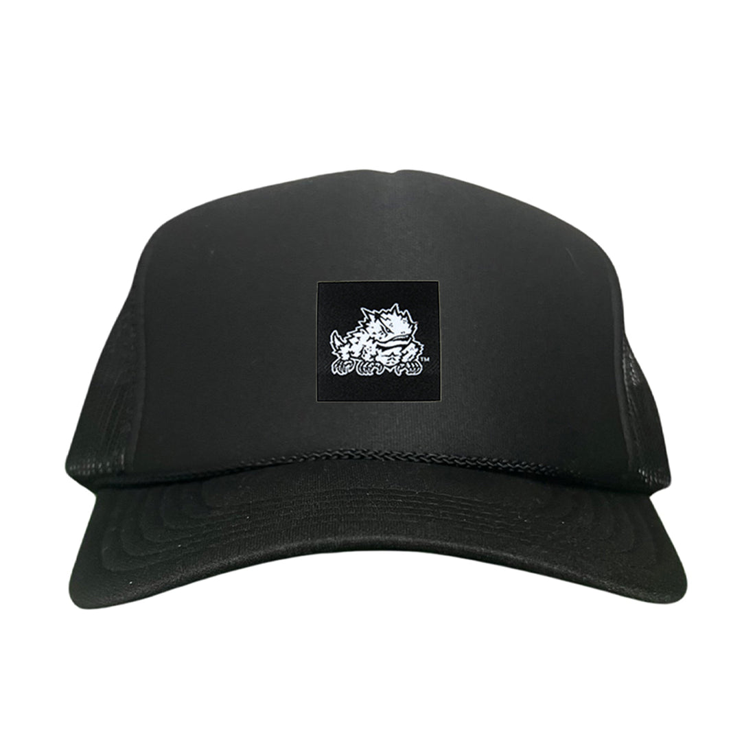 TCU Horned Frog Logo Black Label Hat - Adjustable Snapback & Trucker
